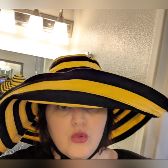 Prada Black and Yellow Spiral Wide-Brim Hat main image 5